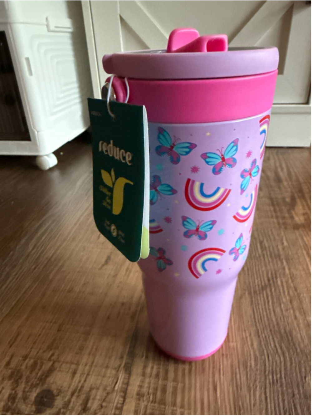 Reduce Kids Chiller Go 24oz Water Bottle Purple Butterfly Rainbow